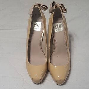 Dolce Vita Nude Patent Heels with Bow